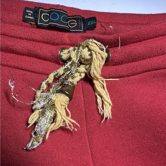 Vtg Coogi Mens Jogger Sweatpants Grunge Size XXL 2XL Red Y2K -FADED AND PEELING - Picture 10 of 16